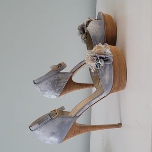 Bakers Powder Blue Ankle Strap heels with platform